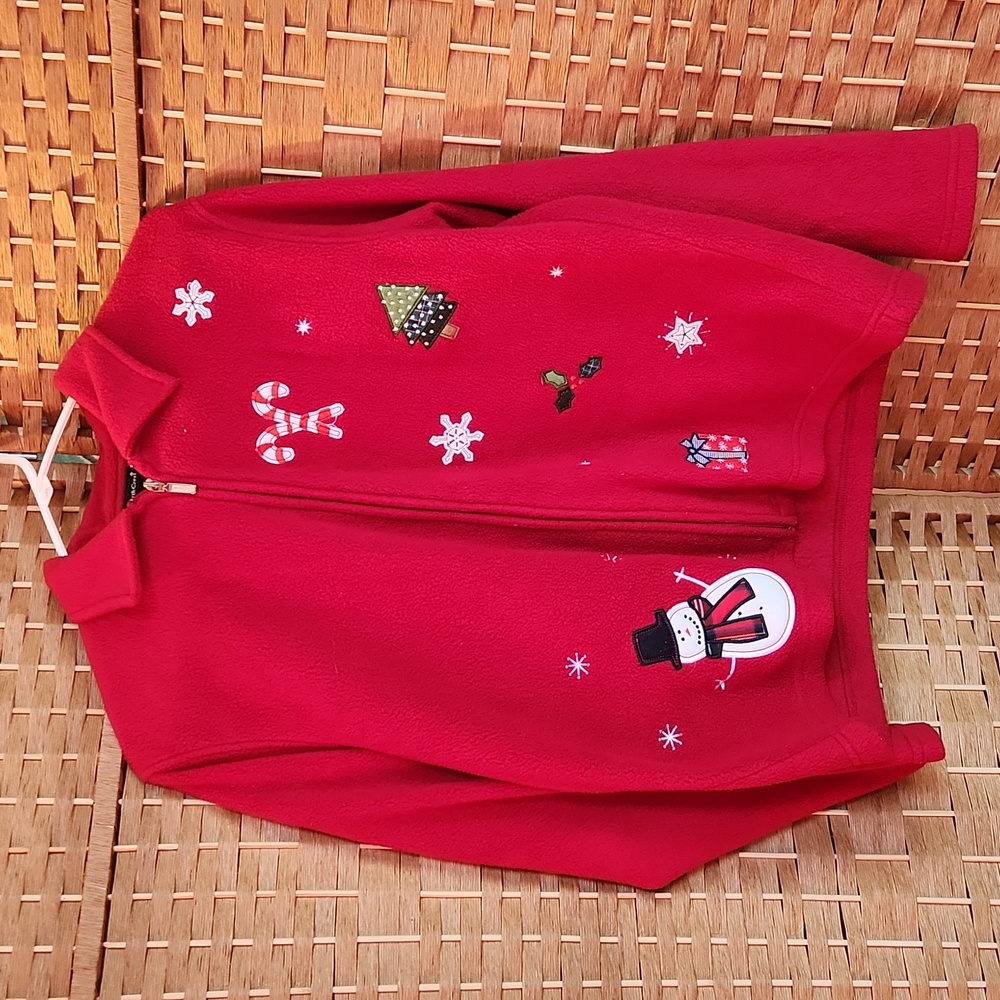 North Crest, Christmas, Holiday Merry Christmas,  Snowman Zip-Up Soft Sweater